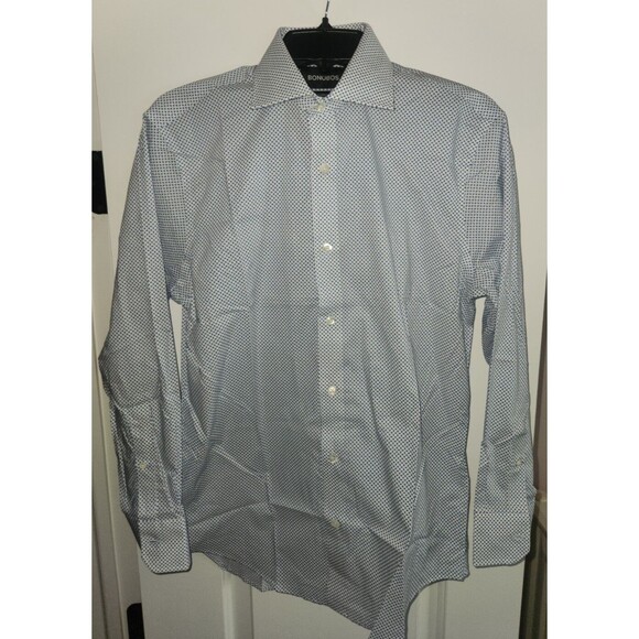 NEW-Bonobos Jetsetter Stretch Dress Shirt Tailored Fit-Blue Geo-Sz 15 1/2-32 - Picture 9 of 11